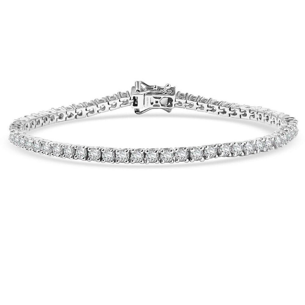 Stunning 6CTW Round 3mm Moissanite Tennis Bracelet Sterling Silver 6” Length NEW